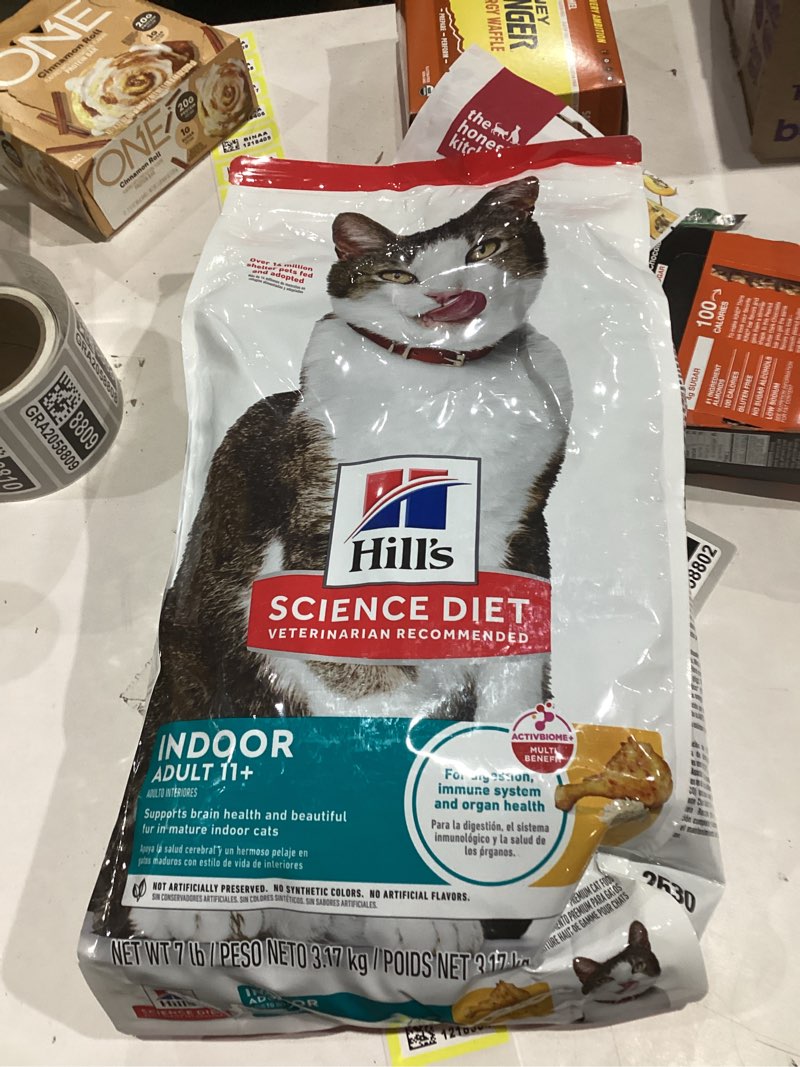 Condition photo showing New/Like New for Hill's Science Diet Dry Cat Food, Adult 11+, Indoor, Chicken Recipe, 7 lb. Bag