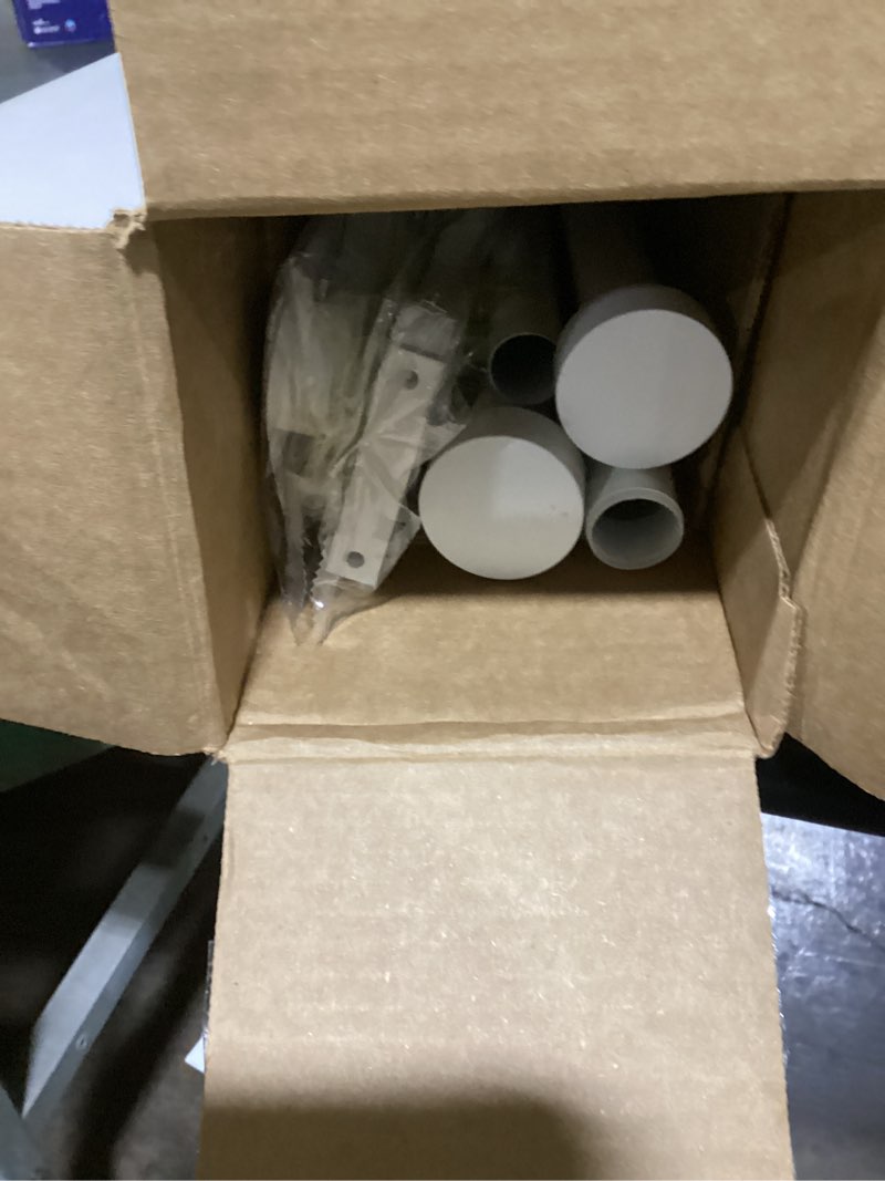 Condition photo showing As Is for 2 Pack Heavy Duty 1 Inch Diameter Single Curtain Rods 72-144” Adjustable Window Curtain Rod with Cylindrical Cap Finials, Wall Mount and Ceiling Mount, Matte White Matte White 72-144"