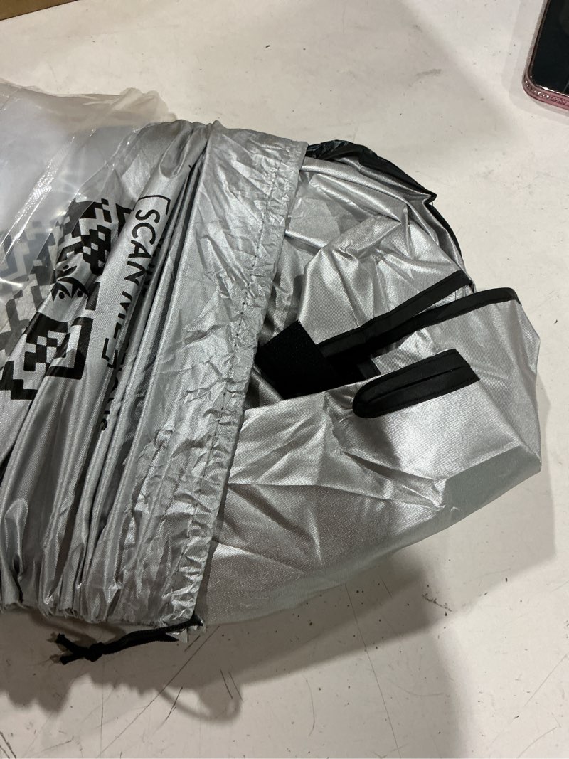 Condition photo showing As Is for econour car windshield sunshade | blocks 99% heat & keeps interior cool | universal fits cars, suvs, trucks | automotive sun screen, visor & car accessories for summer | medium (64x32 inches)