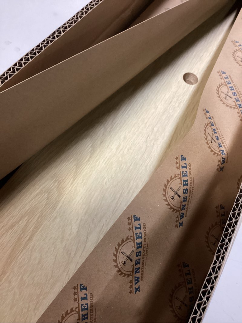 Condition photo showing Good Condition for 3-Tier Industrial Pipe Floating Shelf – Rustic 48 inch Wood Wall-Mounted Storage Shelf for Kitchen Office,Bathroom & Home Decor -White Oak White Oak 48 inch