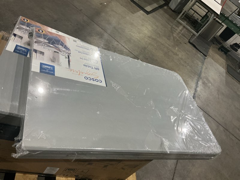 Condition photo showing New/Like New for cosco 2.6-ft x 8-ft indoor rectangle resin gray folding banquet table