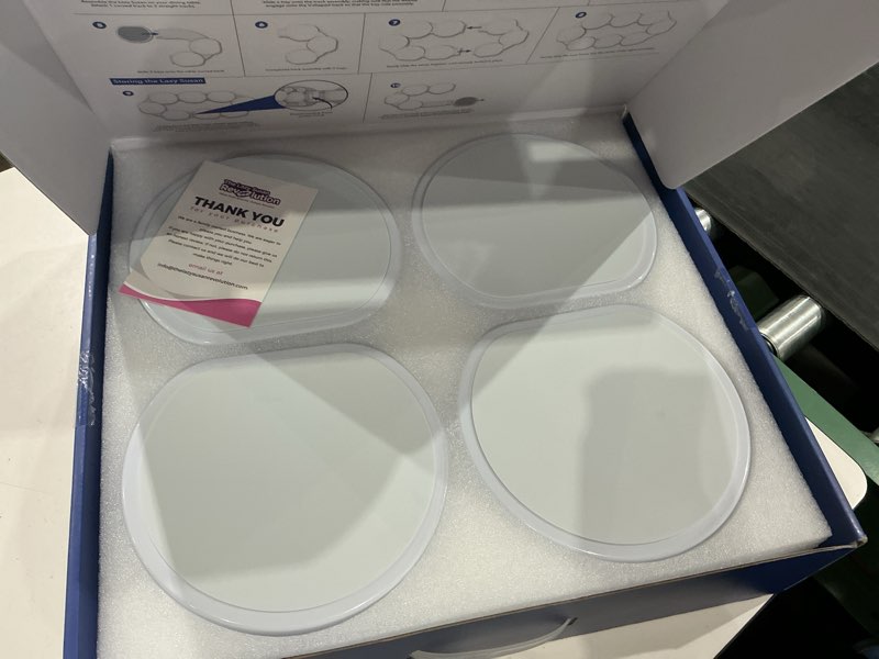 Condition photo showing New/Like New for white- the lazy susan revolution - the first patented lazy susan turntable expandable for rectangula