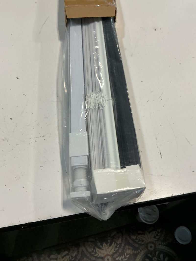 Condition photo showing Good Condition for lazblinds no tools no drill cordless 1" vinyl mini blinds, 100% blackout blinds for indoor windows, room darkening privacy window blinds and shades for interior, 34" w x 48" h, white white 34" w x 48" h