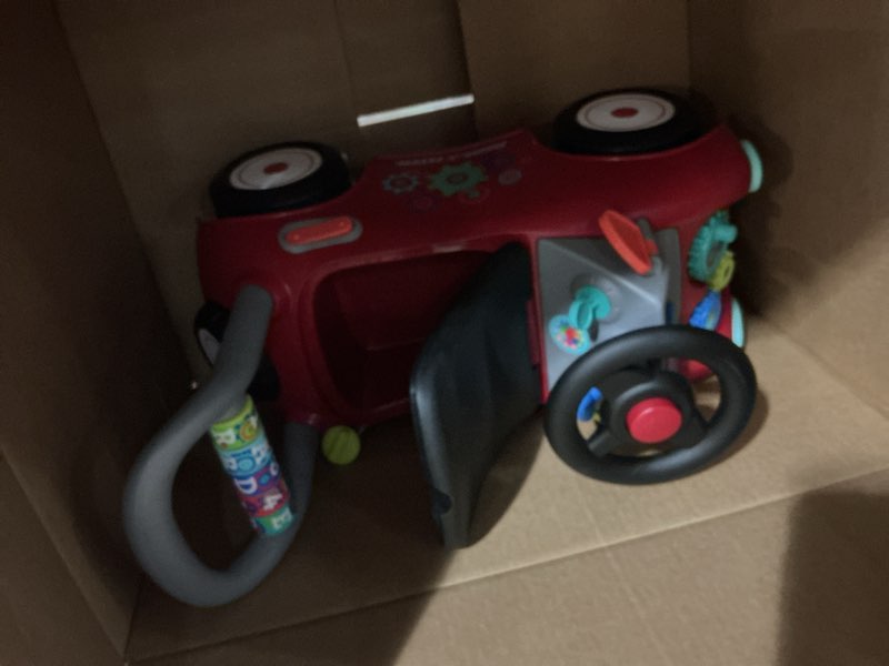 Condition photo showing Good Condition for radio flyer busy buggy, for toddlers 1-3, 3-in-1 push walker ride on car with 17 sensory activities, anti-tip feature, under-seat storage, horn and gears, 42 lb capacity, toddler ride on toys red