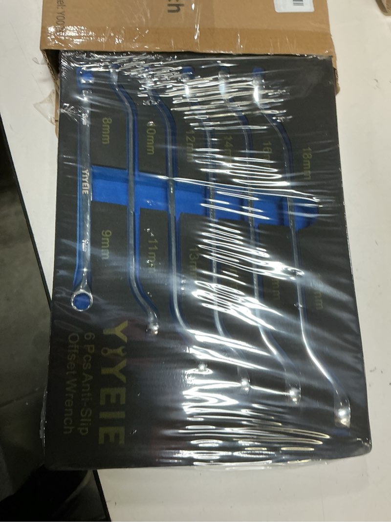 Condition photo showing New/Like New for 6 pc. bolt extractor wrench set, metric 8-19mm, 6 point box end wrench set with 45° offset, cr-v steel, stripped & rounded bolt remover wrench with eva foam offset | extractor wrench