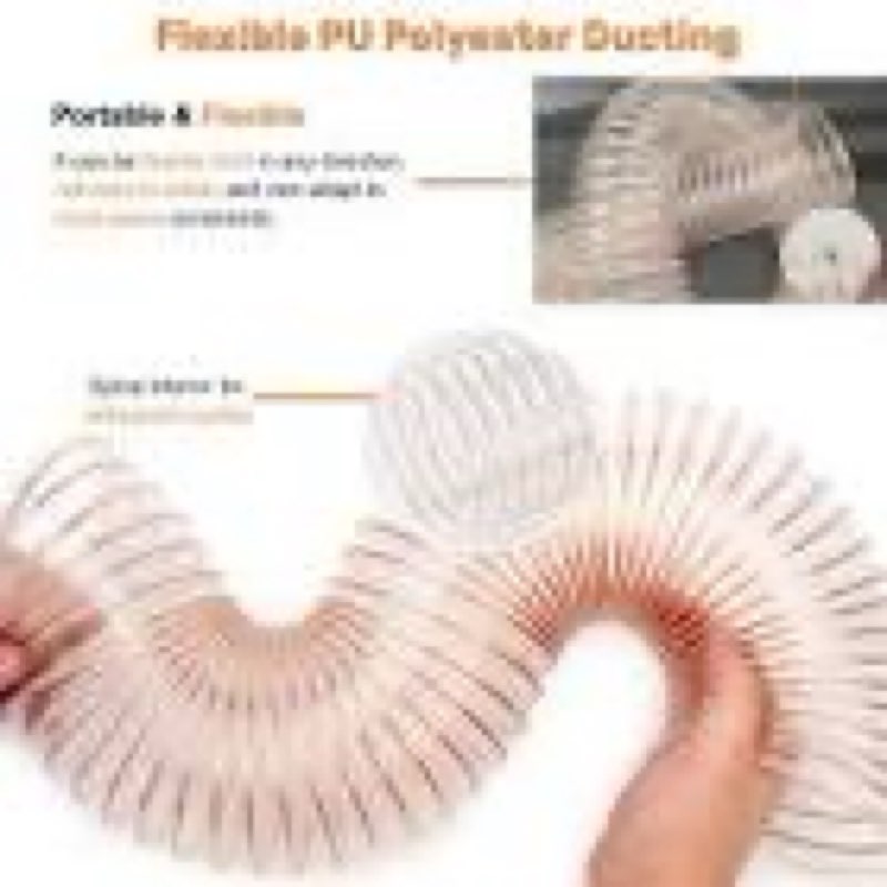 5” x 10’ dust collection hose, puncture-resistant, flexible clear polyurethane (pu) collection hose 