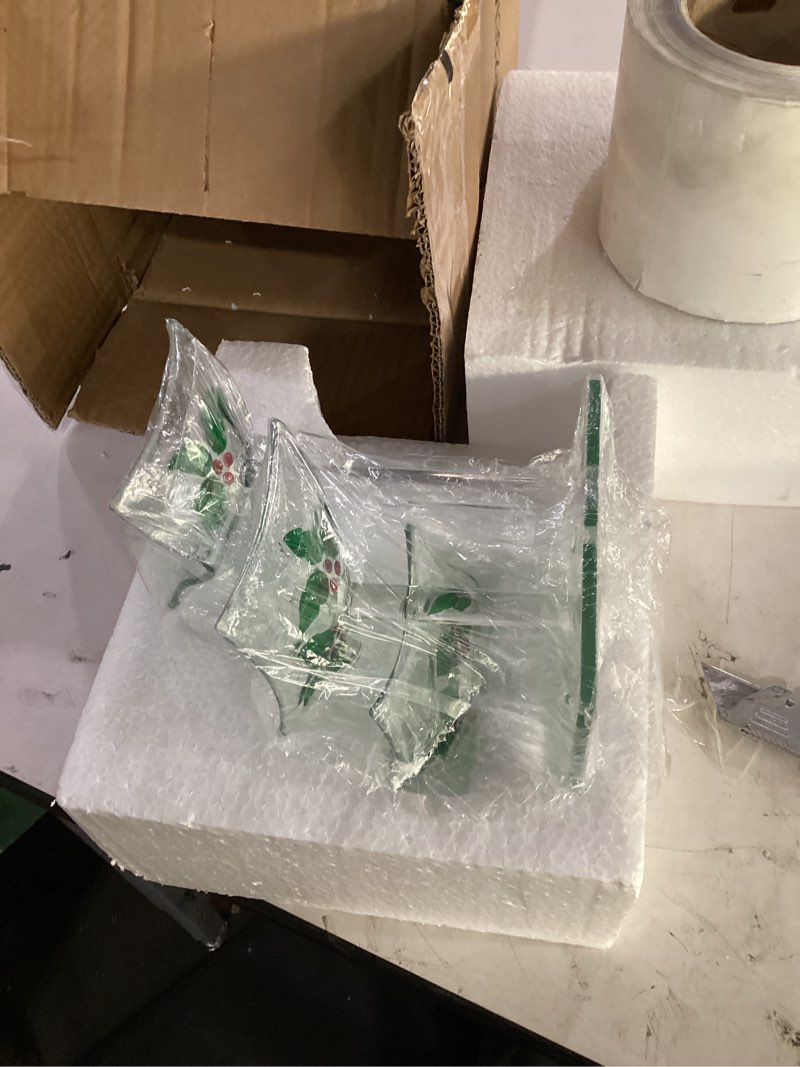 Condition photo showing New/Like New for (not tested)aozita tabletop water fountain, indoor waterfall fountain with 3-tier transparent glass lotus,color-changing led, river stones, relaxing zen water sound,home office feng shui decor transparent+green 9.4\"