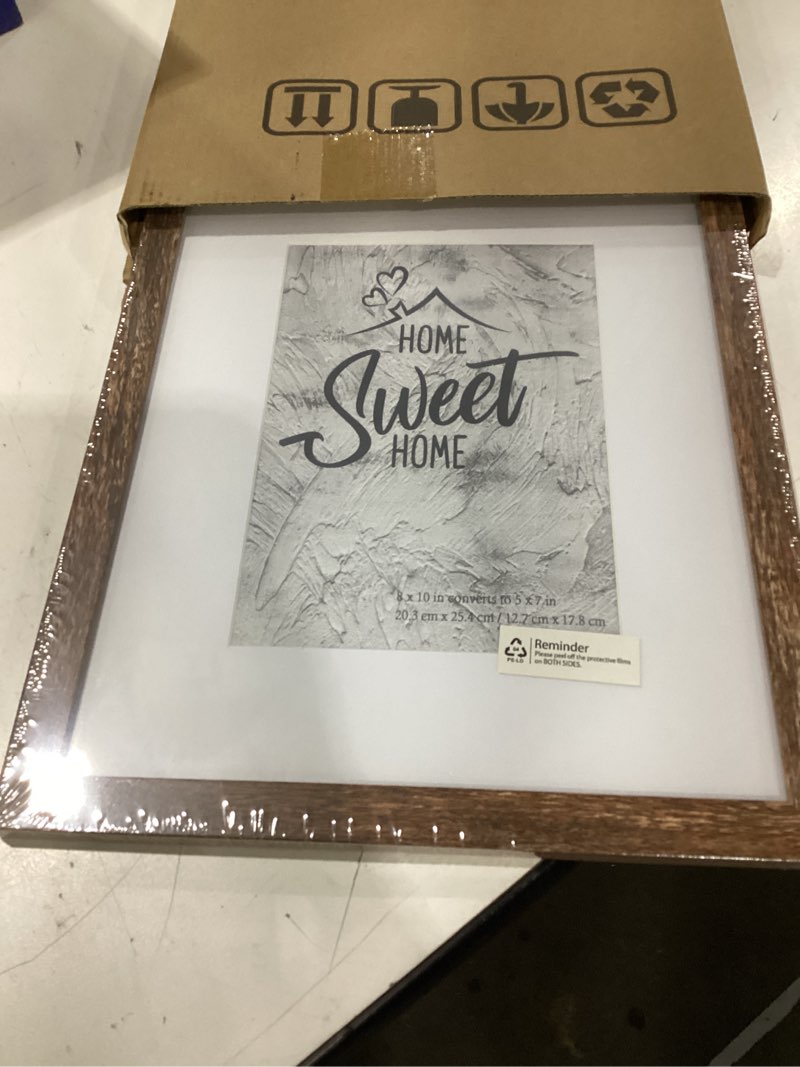Condition photo showing Good Condition for califortree 8x10 picture frames - 5x7 mat included, plexiglass, wall/tabletop use, rustic brown rustic brown 8x10