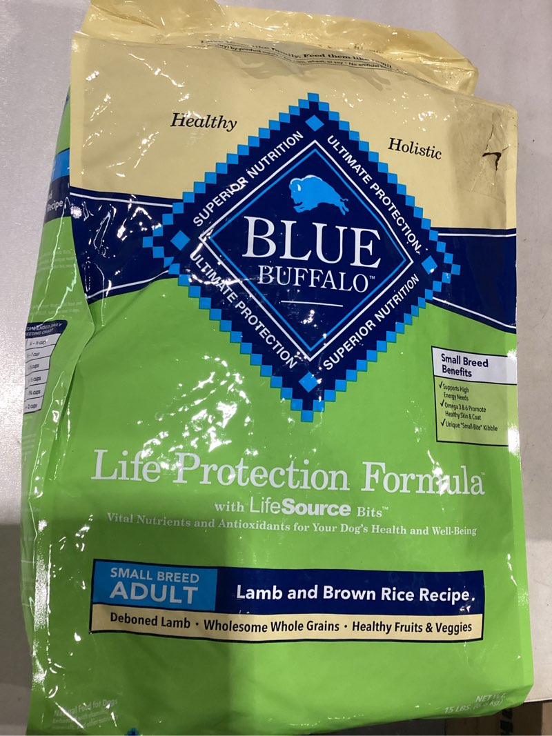 Condition photo showing Good Condition for *Oct 24 2025* Blue Buffalo Life Protection Formula Adult Small Breed Dry Dog Food, Supports High Energy Needs, Made with Natural Ingredients, Lamb & Brown Rice Recipe, 15-lb Bag Lamb & Brown Rice 15 Pound (Pack of 1)