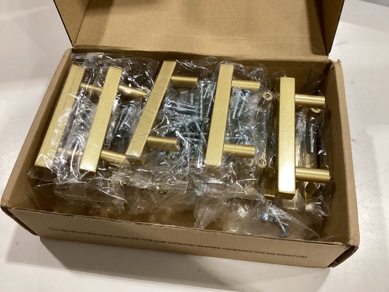 Condition photo showing Good Condition for ravinte champagne gold handles square cabinet hardware 2-1/2 inch 20 pack | 4 inch overall length, round foot base, stainless steel pulls, screws included, for kitchen cupboard drawers 2-1/2" hole center 20