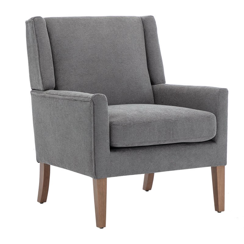 COLAMY Modern Wingback Living Room Chair, Upholstered Fabric Accent Armchair, Single Sofa Chair with Lounge Seat and Wood Legs for Bedroom/Office/Reading Spaces, Gery