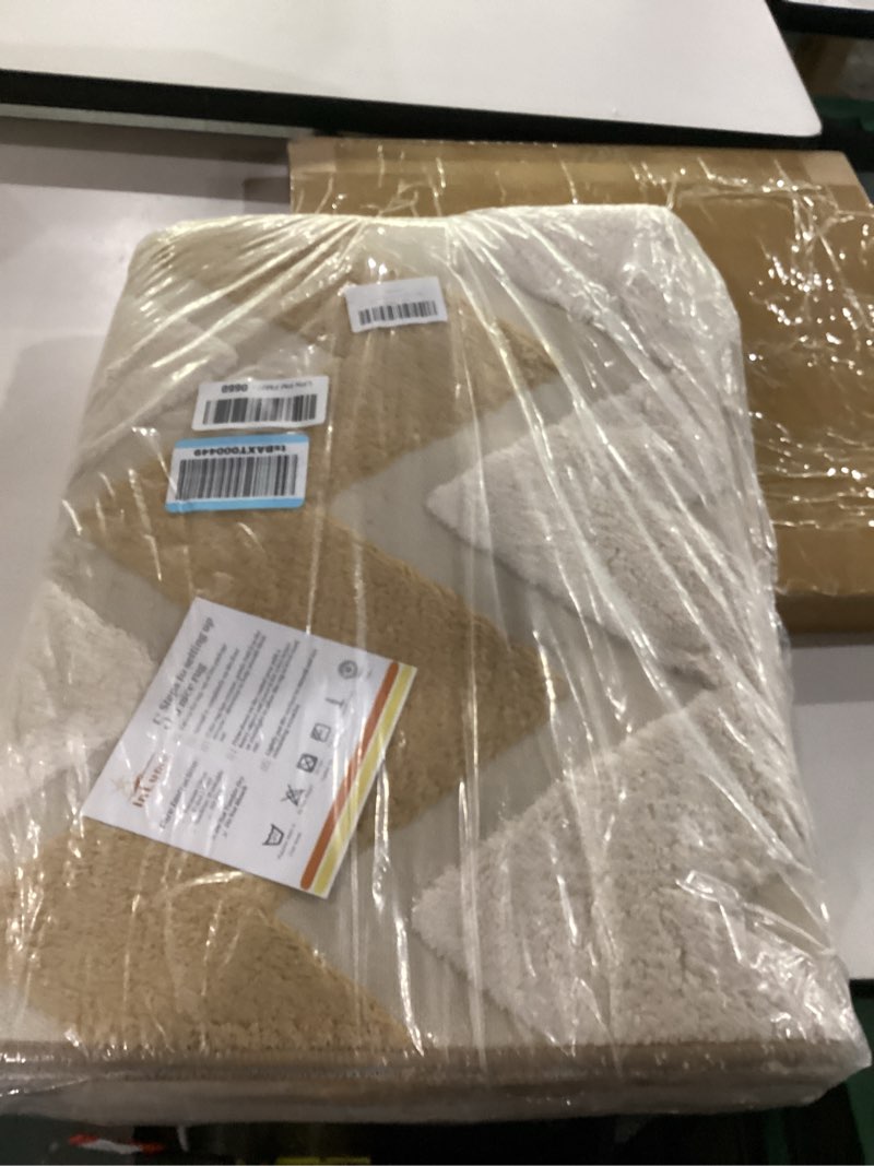 Condition photo showing Good Condition for 3x5 soft washable area rugs for living room and bedroom, non-slip stain resistant indoor carpet, cozy floor mat for dining room, office, stain resistant entryway persian beige floral beige 3' x 5' (rectangular)