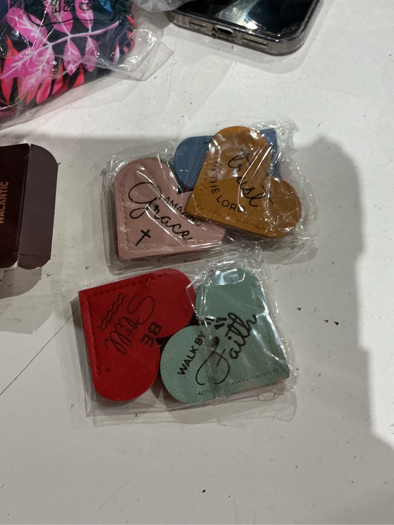 Condition photo showing Good Condition for bible verse leather heart bookmarks – set of 12 leather christian corner bookmark for women, scripture bookmarks for bible reading, inspirational religious gifts, faith-based book accessories
