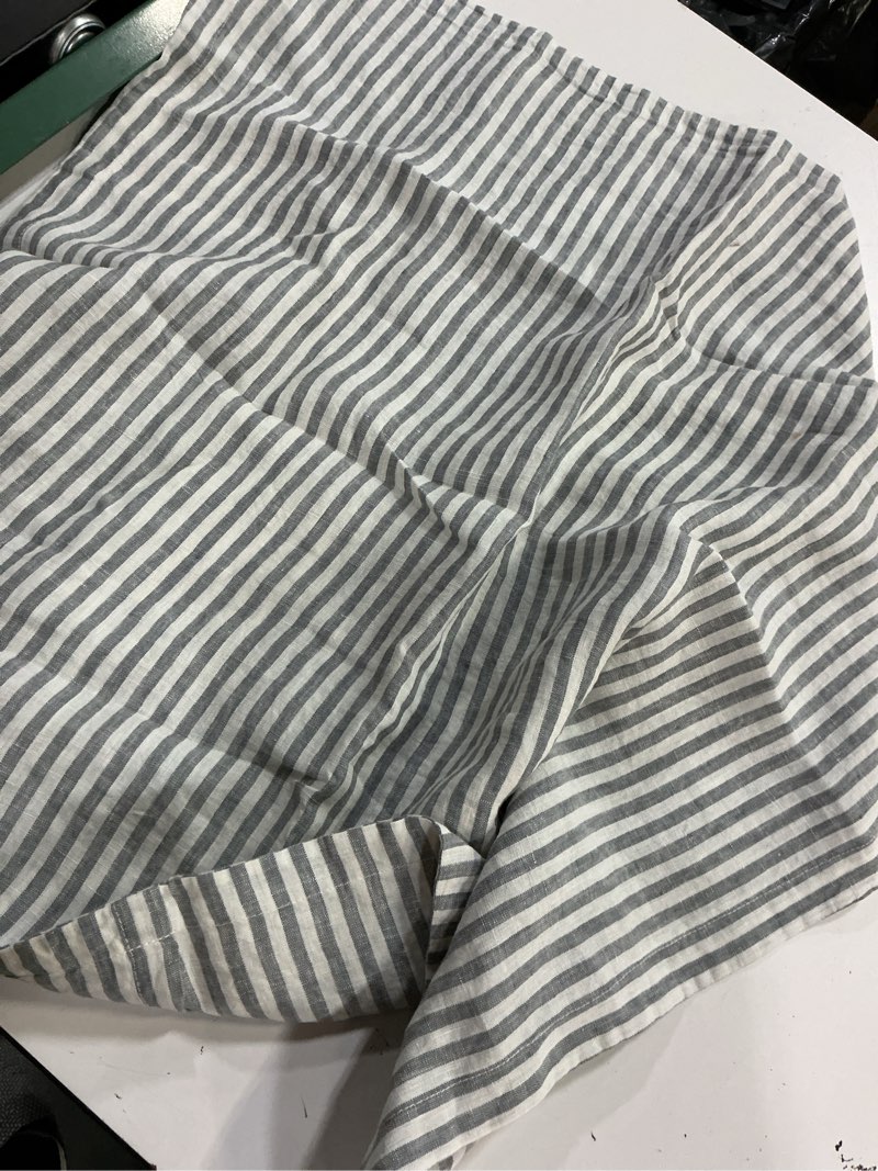 Condition photo showing Good Condition for quince, eurooean linen one pillowcase 26”x26”/mist/white stripe