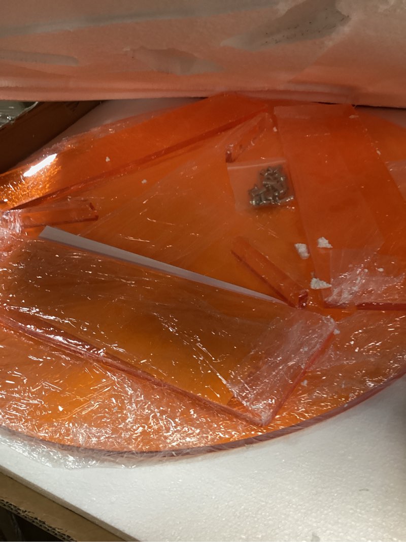 Condition photo showing Good Condition for acrylic round coffee table, clear circle modern lucite side table legs for living room, bedroom, office (orange, 23.6“ × 15.7”) orange normal