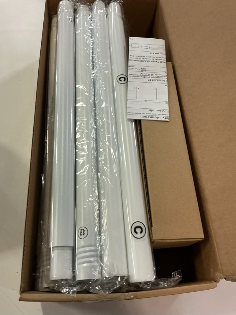 Condition photo showing New/Like New for 1” diameter curtain rods itself is 30 to 144 inch 2 pack fit 30-142 inch, 66 to 120 inch window with heavy duty adjustable rod matte white splicing metal extra long curtain rod for windows white 30-144"/2 pack