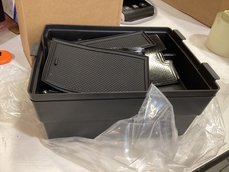 Condition photo showing As Is for double layer center console organizer tray storage box for lexus tx tx350/tx500h/tx550h+ 2026 2025 2024, interior accessories armrest insert tray for 2024-2026 tx 350 500h 550h+, black fits for 2024-2026 tx