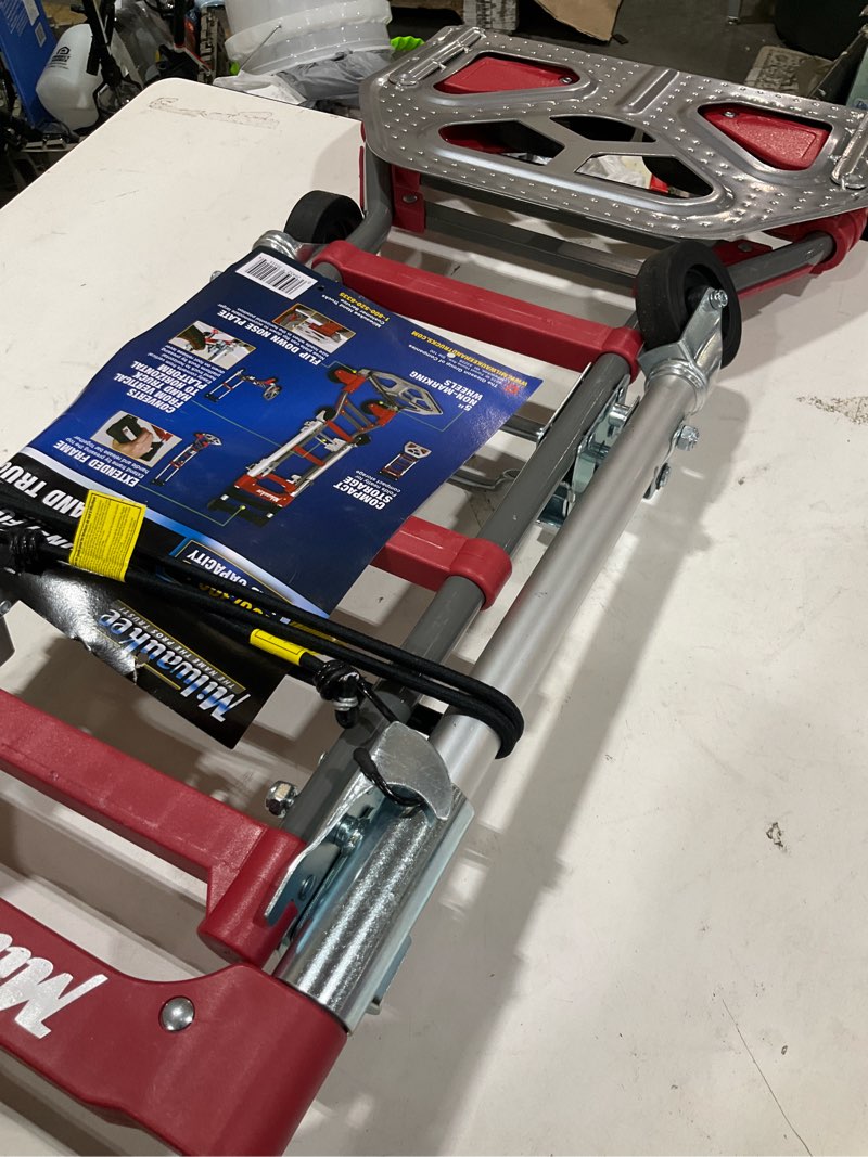 Condition photo showing As Is for milwaukee 150-lb capacity 4-wheel multiple colors/finishes aluminum convertible hand truck
