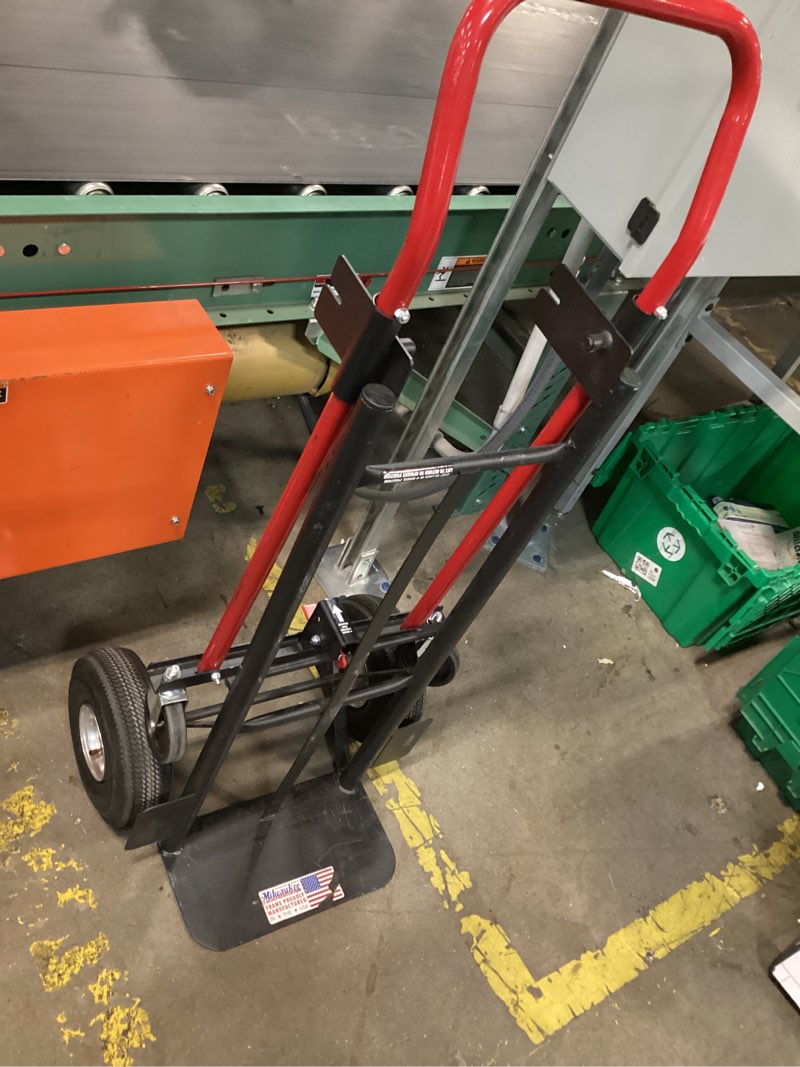 Condition photo showing As Is for milwaukee 800-lb capacity 4 -wheel multiple colors/finishes steel convertible hand truck