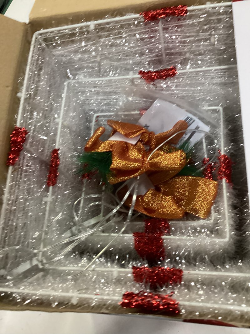 Condition photo showing Good Condition for Christmas Lighted Gift Boxes Decorations Set of 4, 2.8Ft Stackable Christmas Nesting Boxes Battery Operated with Timer for Home and Party Decoration 8"-6"-5"-4" Red Bow