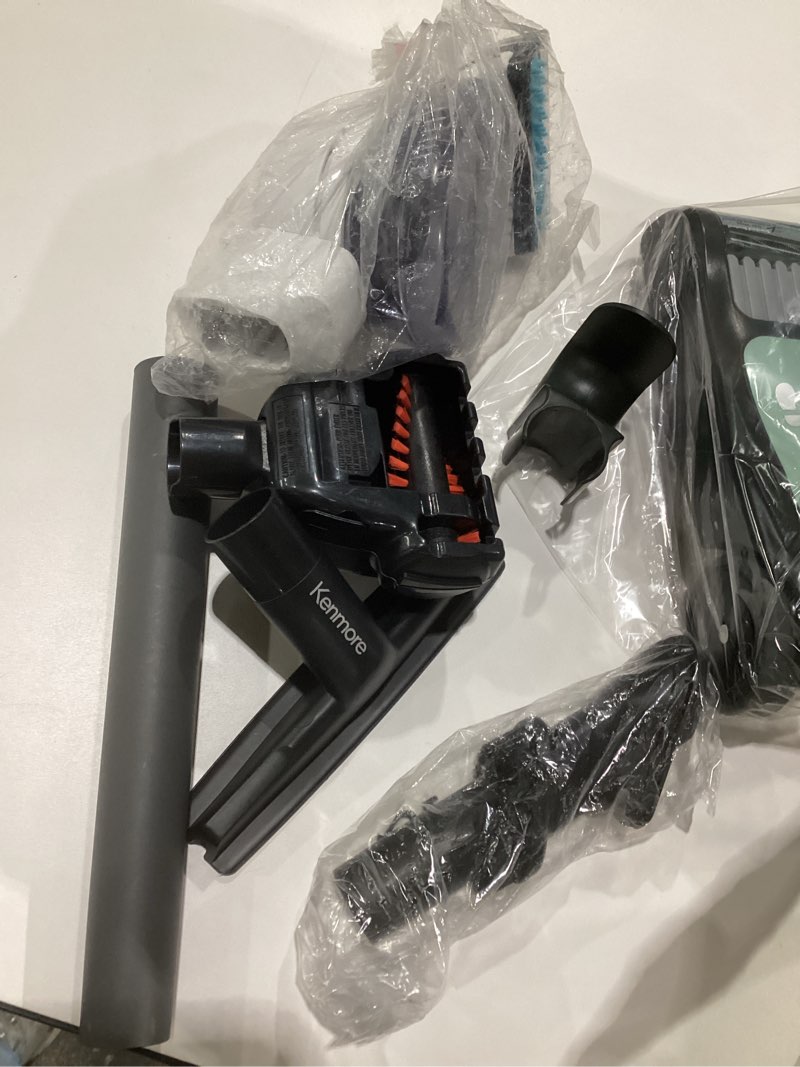 Condition photo showing As Is for Kenmore DU1275 Bagless Upright Vacuum Lightweight Carpet Cleaner with 4 Height Adjustment, Hair Eliminator brushroll, Pet HandiMate & 2 Cleaning Tools Light Green, AS IS/USED,  “NOT TESTED”