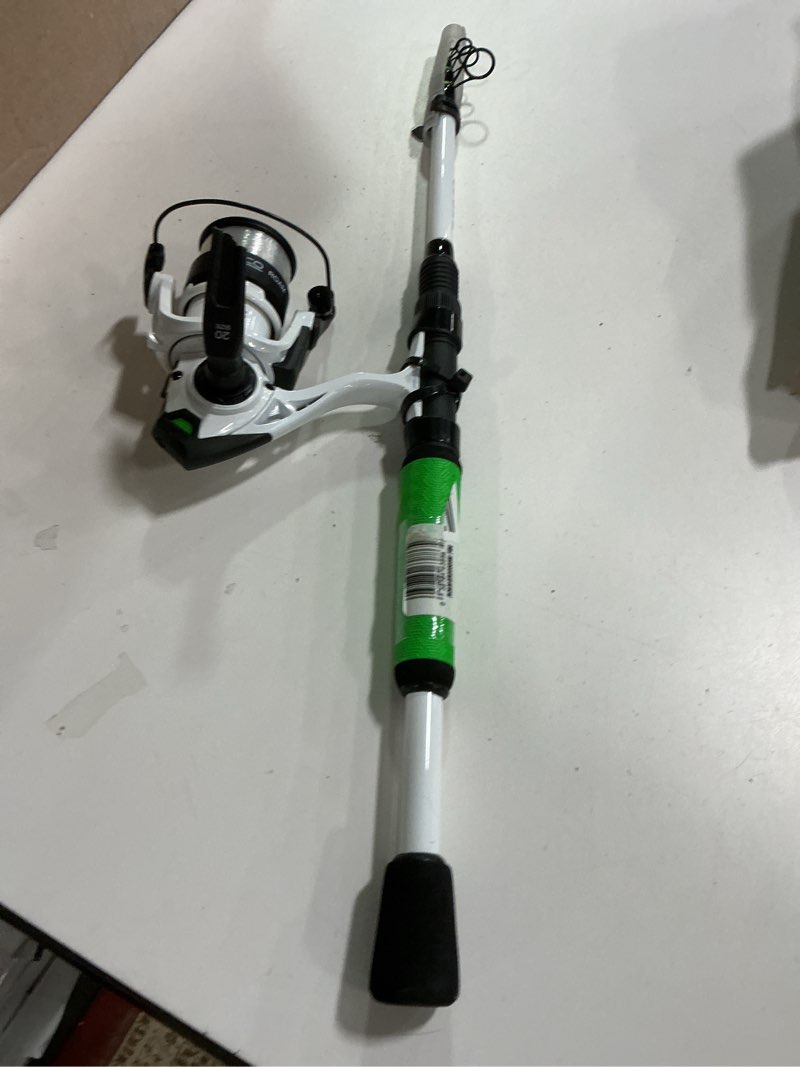 Condition photo showing As Is for Zebco Roam Telescopic Fishing Rod and Spinning or Spincast Fishing Reel Combo, Durable 6-Foot Fiberglass Rod with ComfortGrip Handle, Pre-spooled with Zebco Cajun Fishing Line Spinning Reel - Green Rod&Reel Combos