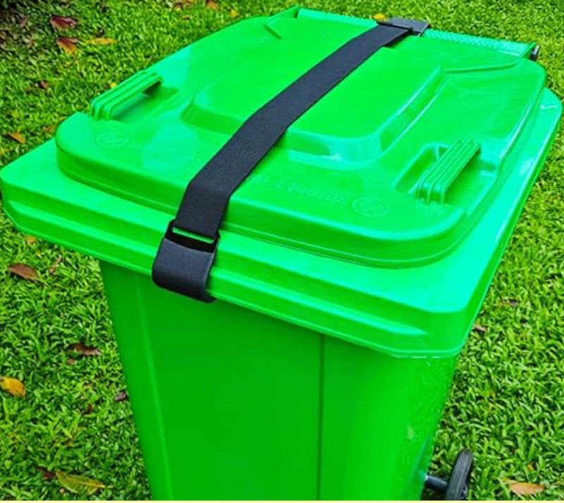 6 PCS Metal Double Claw Trash Can Locks Strap for Animals Adjustable Trash Can Lid Lock Universal Trash Can Lid Locks Security Strap for Outside Raccoon Trash Bin Lock