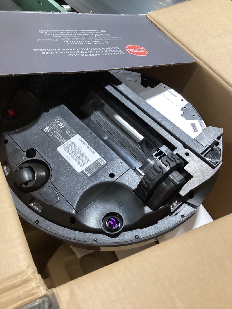 Condition photo showing Good Condition for eureka e20 plus robot vacuum with bagless self emptying station, robotic vacuum and mop combo, 45-day capacity, upgraded 8000pa suction and anti hair-tangling brush, lidar navigation, app control white e20