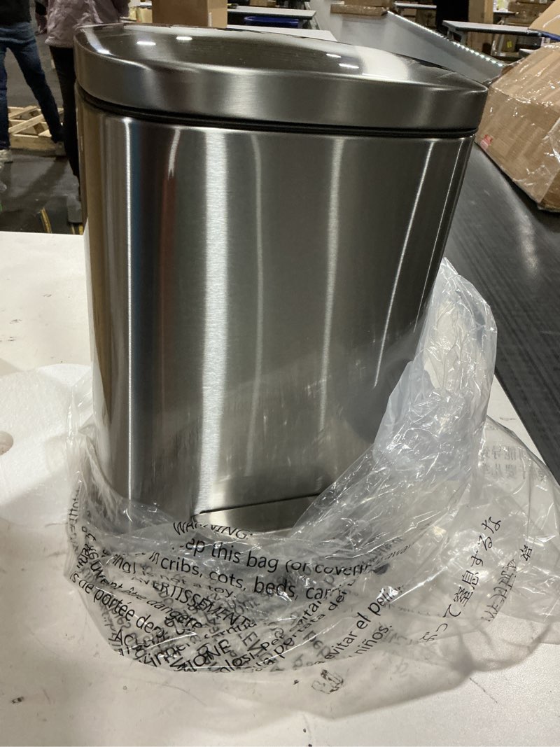 Condition photo showing As Is for (Similar to stock photo) Cesun Small Bathroom Trash Can with Lid Soft Close, Step Pedal, 6 Liter / 1.6 Gallon Stainless Steel Garbage Can with Removable Inner Bucket, Anti-Fingerprint Finish (Matt Black)