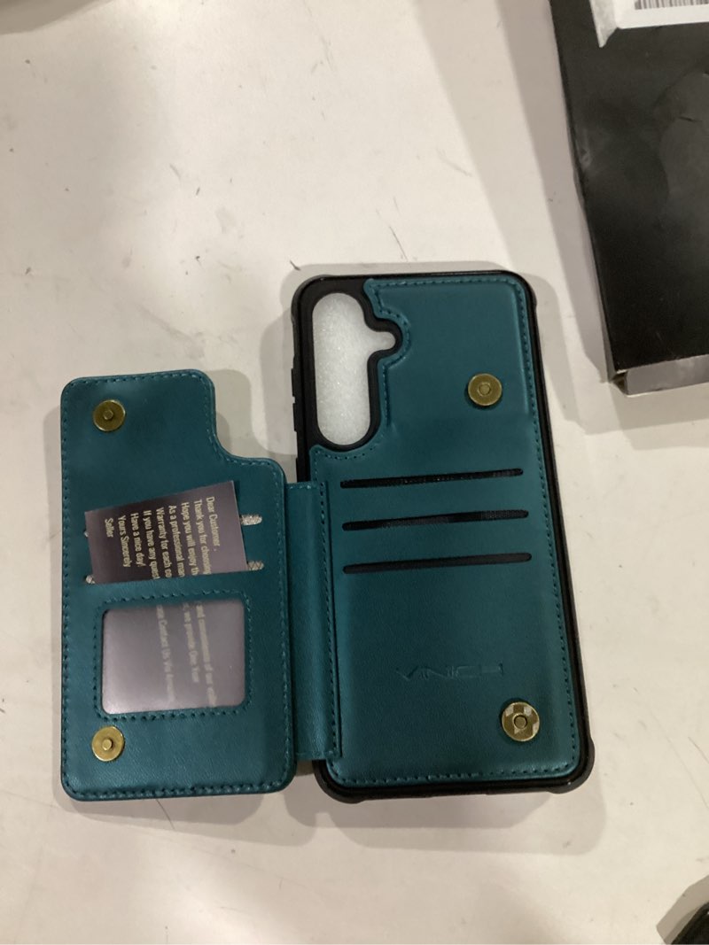 Condition photo showing New/Like New for vinich for samsung galaxy s24 plus wallet case with card holder, rfid blocking credit slots kickstand shockproof phone cover fit for galaxy s24 plus 6.7" bluish green for samsung galaxy s24 plus - 6.7'' bluish green