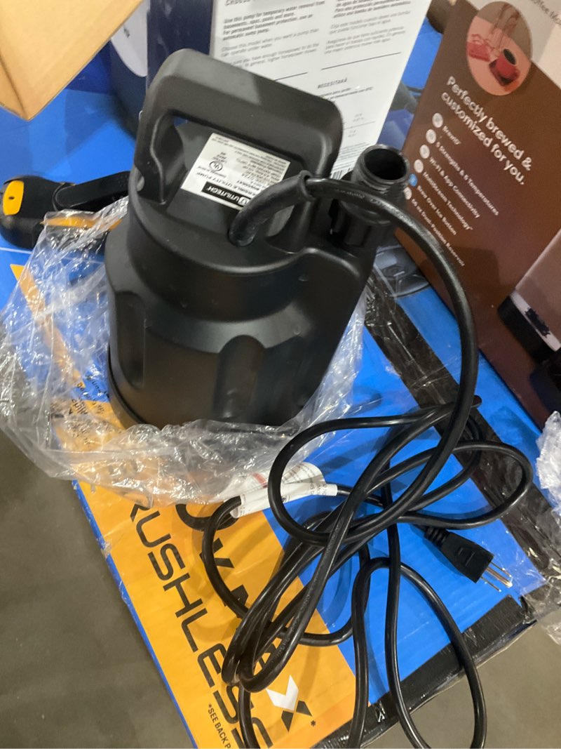 Condition photo showing As Is for utilitech 1/3-hp 115-volt 30-gpm thermoplastic submersible utility pump