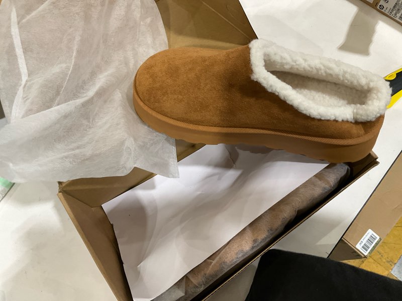 Condition photo showing Good Condition for Lyrisiphy Slippers for Women Genuine Suede & Real Shearling Fur Lining - Memory Foam House Slippers for Women Indoor Use - Water Resistant Womens Clogs House Shoes for Women 9.5 Brown