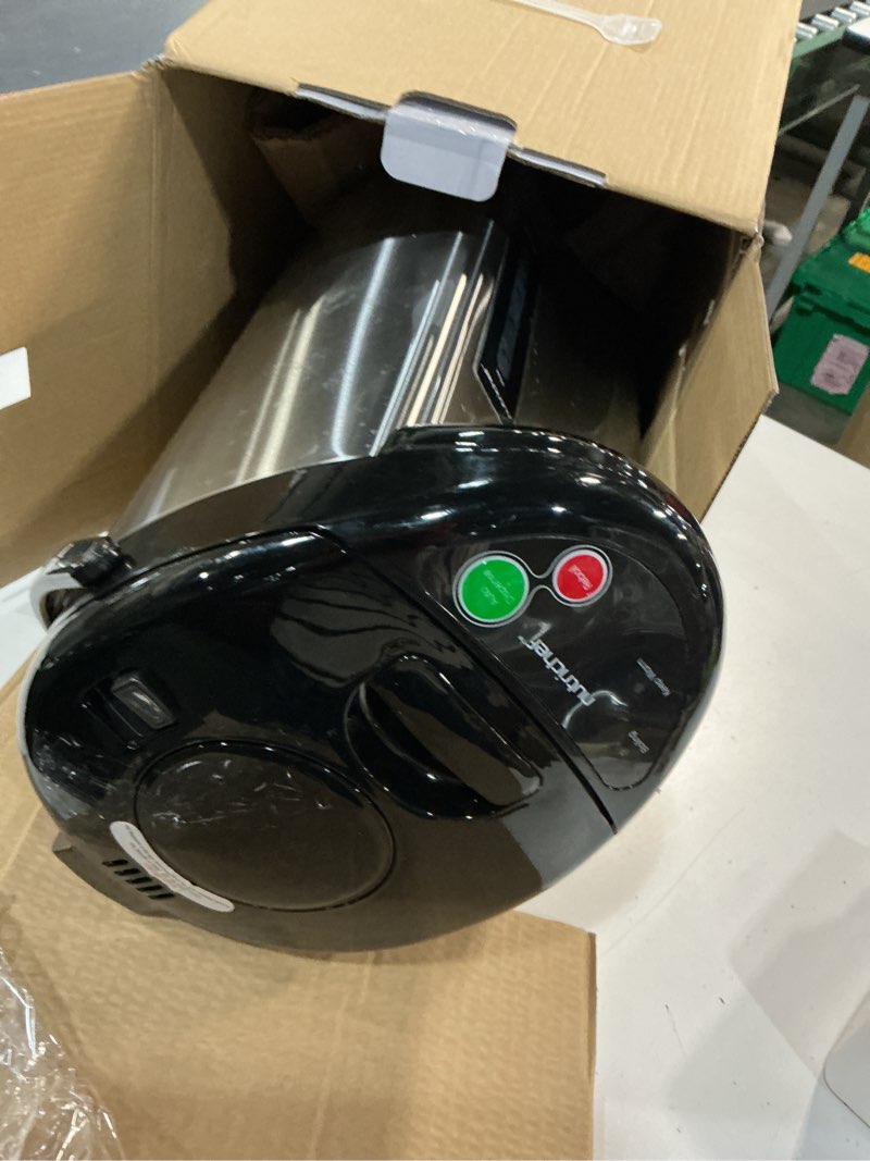 Condition photo showing As Is for nutrichef 5.2 qt electric water kettle, portable, quick heating, 5 liter digital kettle with 5 temperature settings, safety lock, stainless steel, 3 dispensing options, 8.46" x 11.2" x 16.5" 5.3 quarts