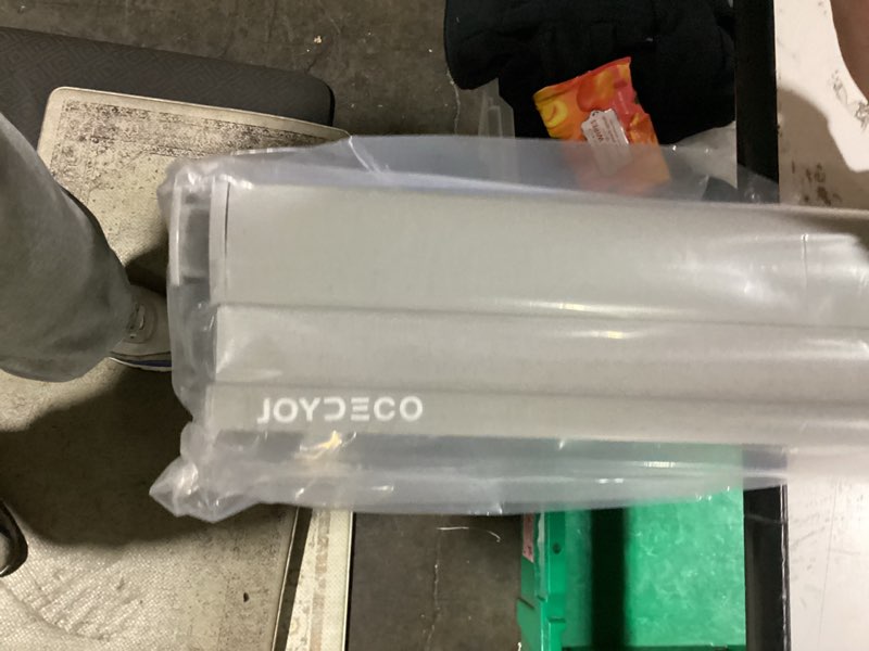 Condition photo showing As Is for joydeco no tools no drill window blinds for indoor windows, blackout shades cellular shades cordless, no drill blinds for windows, window shades for home, bedrooms, doors (grey, 30" w x 64" h) grey - no drill design 30"w x 64"h