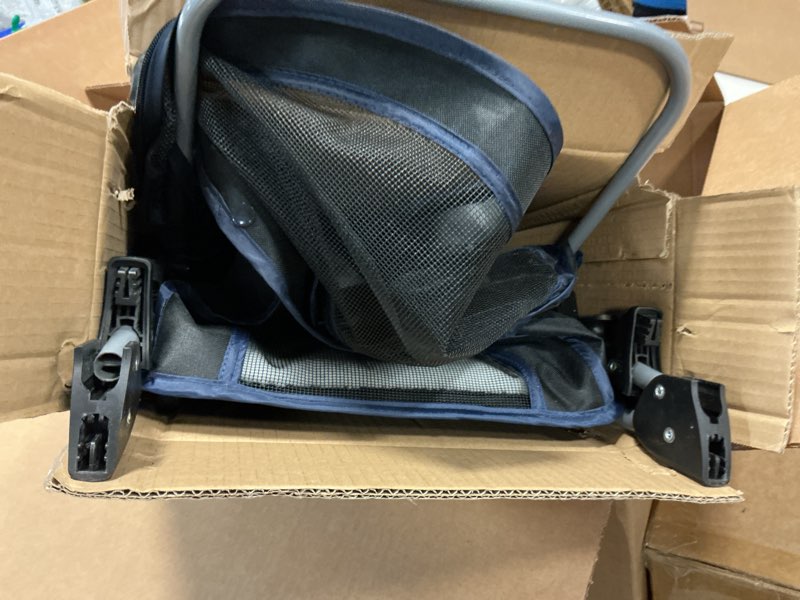 Condition photo showing As Is for New Black Pet Stroller Cat Dog Cage 3 Wheels Stroller Travel Folding Carrier T13