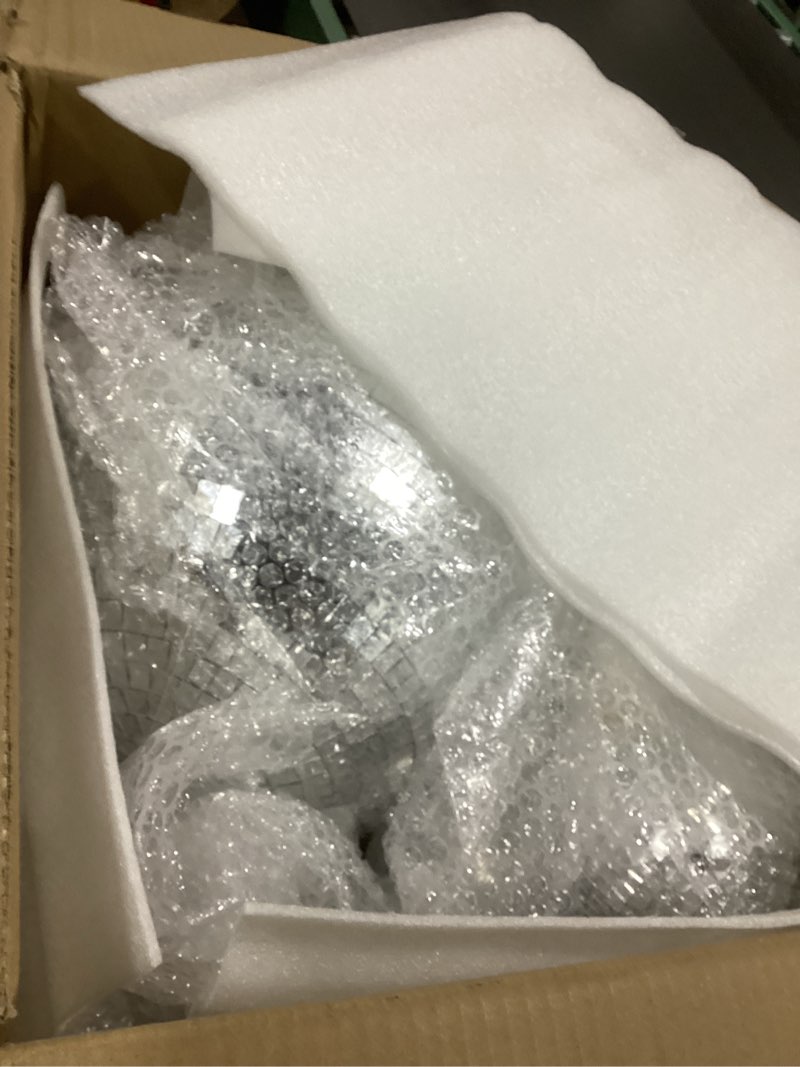 Condition photo showing Good Condition for haull 8 pcs large disco ball set silver mirror disco reflective ball with hanging ring party ornamen