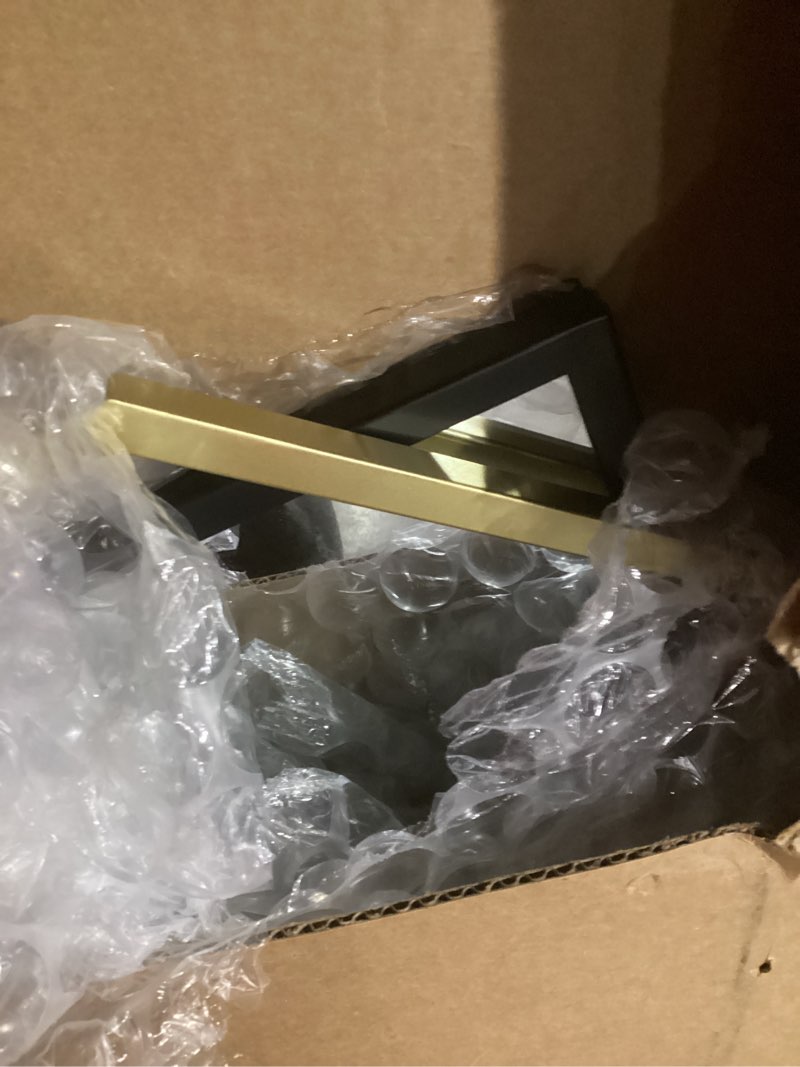 Condition photo showing Good Condition for Modern Bathroom Mirror, 36" x 24" Black and Gold Decorative Wall Mirror with Modern Octagonal Metal Frame, for Living Room, Dining Room, Entryway Black and Gold 36"L x 24"W