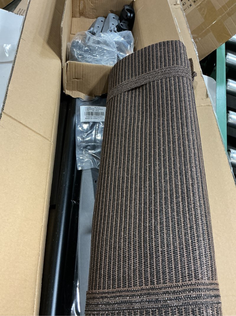 Condition photo showing Good Condition for ecoopts privacy fence set with poles and rails ground spikes fence kit for garden patio pool yard (5'hx12'l, brown) 0 5'hx12'l brown