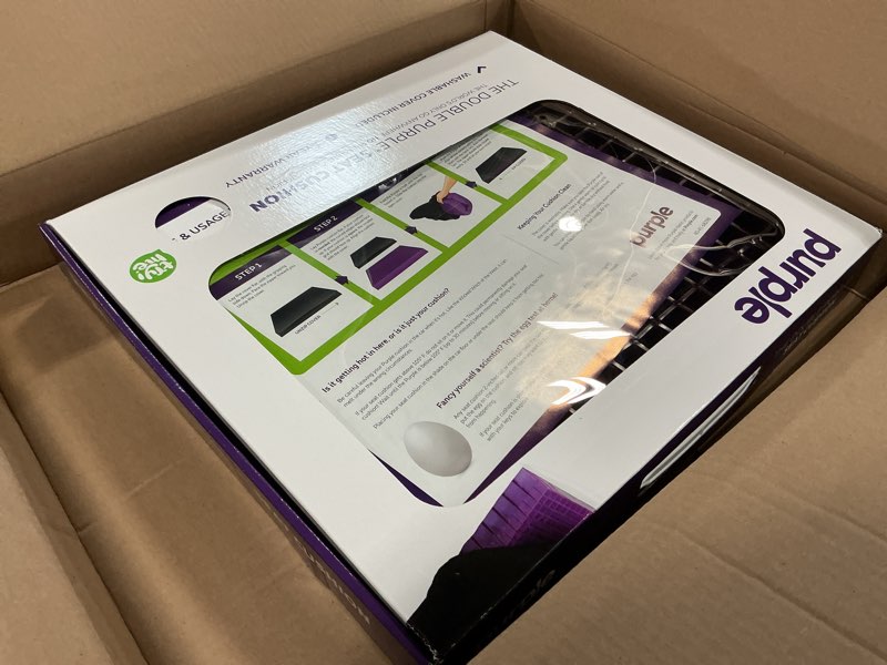 Condition photo showing Good Condition for purple double seat cushion | pressure reducing grid designed for ultimate comfort | designed for office chairs | made in the usa