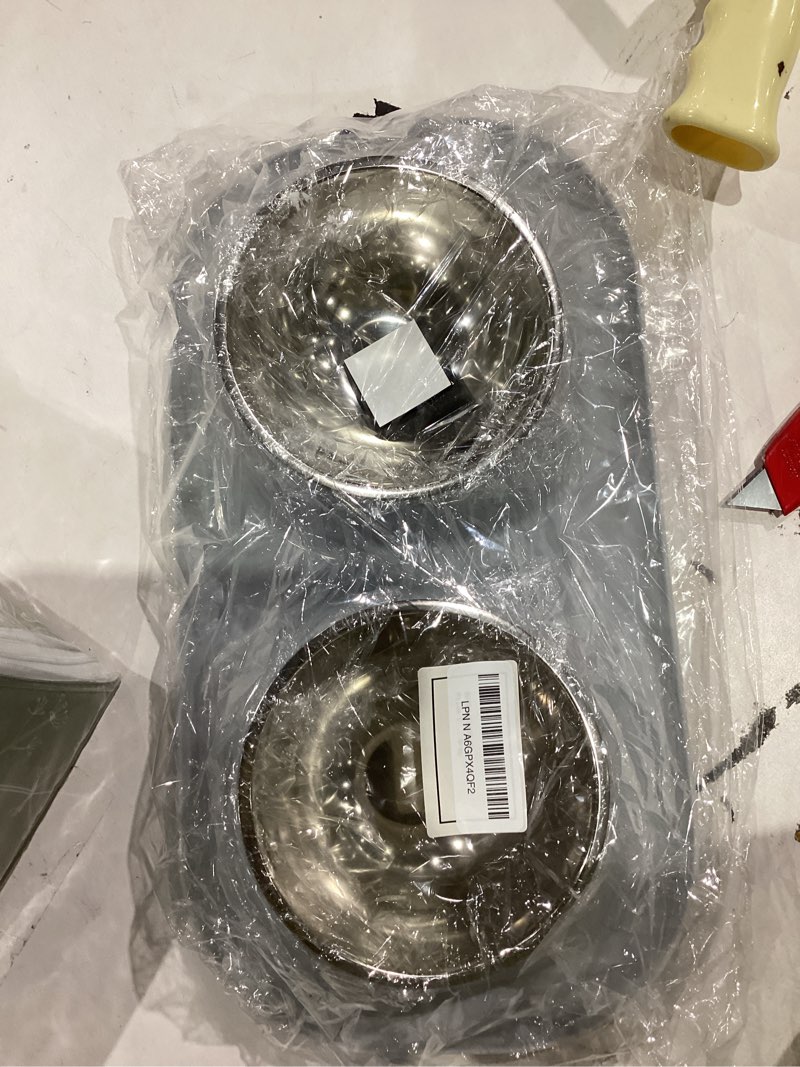 Condition photo showing New/Like New for AsFrost Dog Food Bowls Stainless Steel & Water Dish with No-Spill and Non-Skid, Feeder Bowls with Dog Food Dish for Small Medium Large Size,Dogs,Cats,Puppy Pets, Black, 12oz 1½ Cup/12 oz each Black