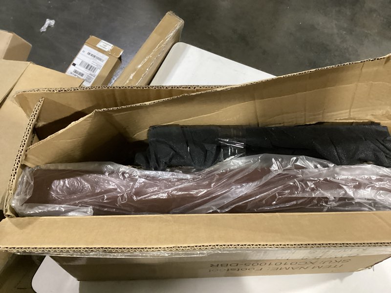 Condition photo showing Good Condition for Modern Ottoman Bench, Faux Leather Vanity Stool Chair for Vanity, Small Bench with Metal Frame, Rectangle Foot Rest Stool for Dressing Room, Living Bathroom,Entryway, Brown