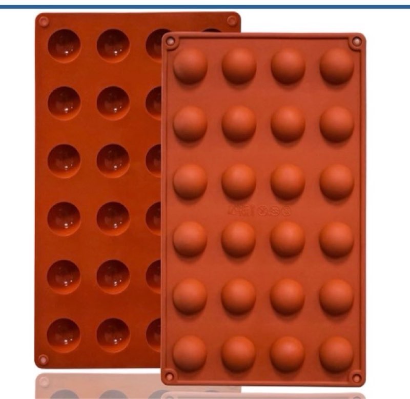 Mini 24-Cavity Semi Sphere Silicone Molds Non-Stick, 2 Packs Half Sphere Silicone Baking Molds for Making Jelly, Chocolates and Cake