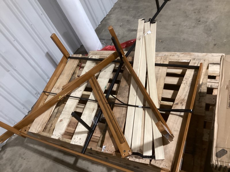 Condition photo showing As Is for ZINUS Ellie 14 Inch Queen Bamboo Platform Bed Frame, Wood Slat Support, No Box Spring Needed, Easy Assembly, Brown Brown Queen Sustainable Bamboo