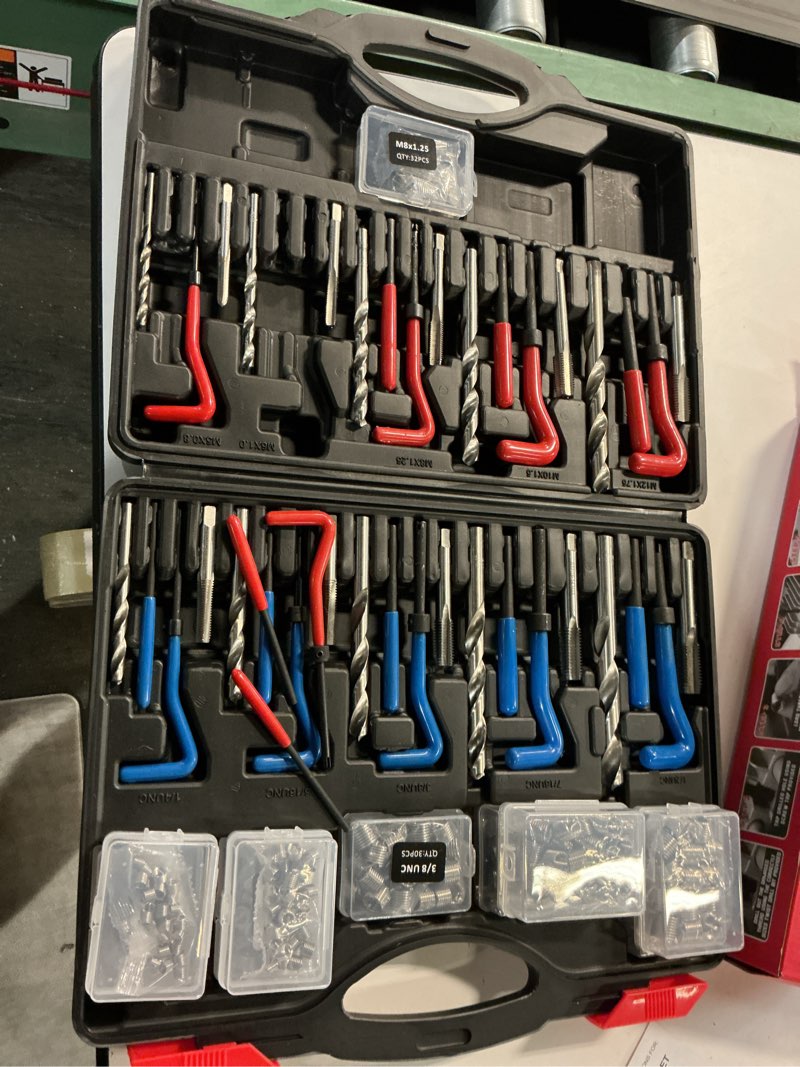 Condition photo showing New/Like New for SEDY Helicoil Thread Repair Tool Kit: 320-Piece Metric SAE Heli Coil Rethreading Insert Drill Bits Spark Plug Automotive Engine Motor Stud Bolt Tap Universal Threaded Restorer Restoring Rethread 320-Pc. Metric & SAE