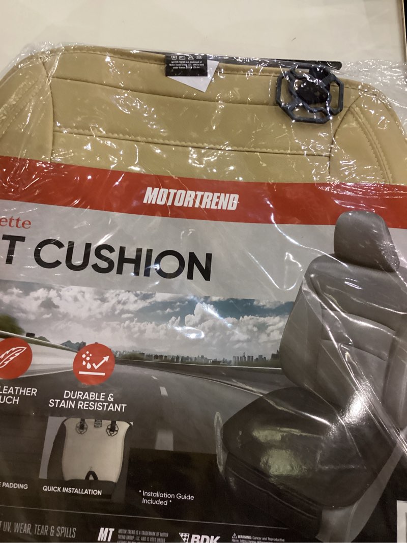 Condition photo showing New/Like New for Motor Trend Seat Covers for Cars Trucks SUV, Faux Leather Beige Padded Seat Covers with Storage Pockets, Premium Interior Car Seat Cover, 2 x Front Seat Covers Tan Beige Front Seats