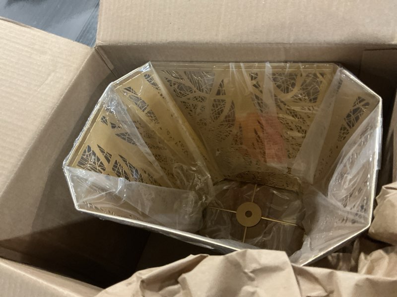 Condition photo showing Good Condition for Metal Forests Lamp Shade,vintage Crafted rectangle lamp shade,decorative lamp shades,replacement buffet lamp shade,6.5" x 12"x 10" Inch lampshades for table lamp and floor lamps (Antique Bronze&Gold) bronze gold 6.5" x 12" x 10"