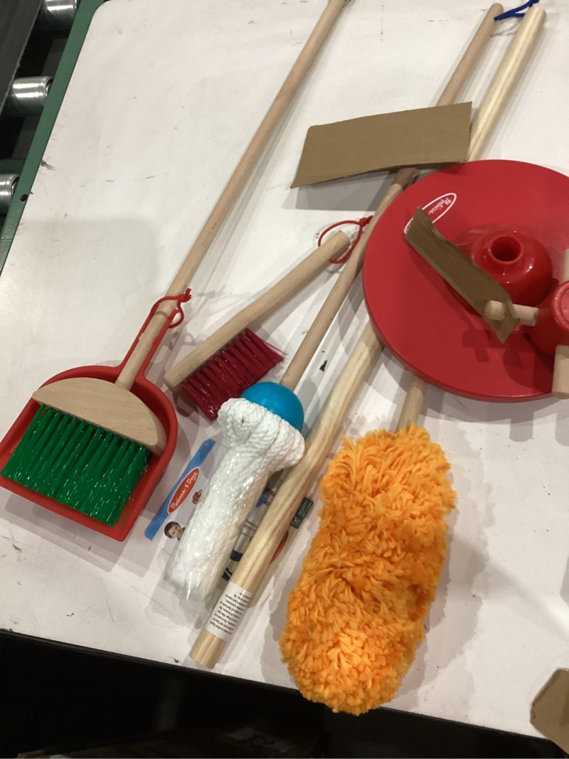 Condition photo showing Good Condition for melissa & doug dust sweep mop 6-piece pretend play set, toddler toy cleaning, pretend play home cleaning, kids broom and mop set for ages 3+