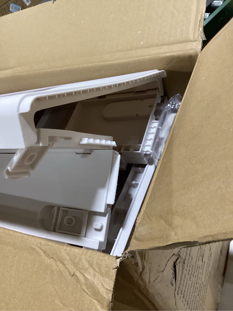 Condition photo showing Good Condition for Lacusmall Expanded Tall Narrow Storage Cabinet with Transparent Doors and Movable Wheels,Plastic Foldable Storage Box for Small Space, Bathroom, Kitchen(4Tier,White) White 4Tier-Expanded