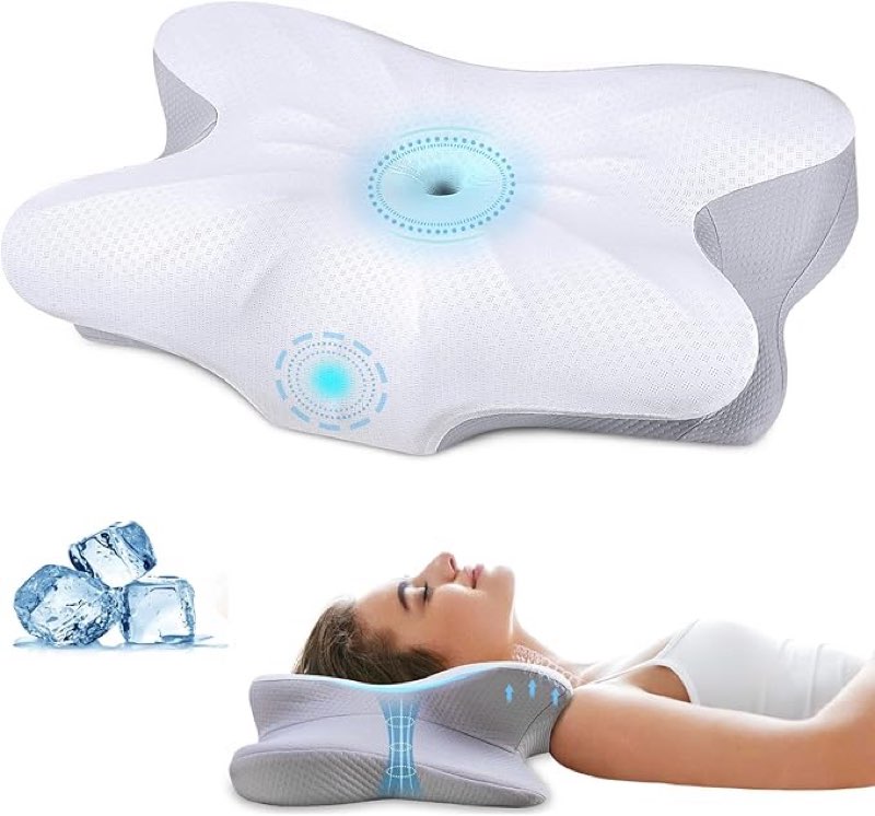 neck pillow memory foam pillows - neck support pillow for pain relief, ergonomic cervical pillow for sleeping, orthopedic contour bed pillow for side, back & stomach sleepers with pillowcase