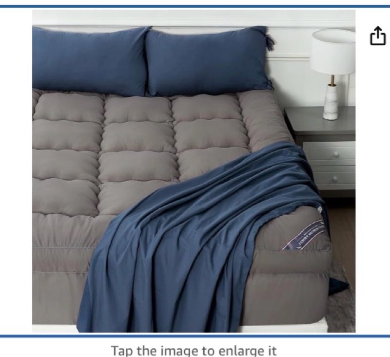 Marine Moon Cooling Mattress Topper King Size, Extra Thick, Soft, Plush Hotel Quality, Alternative Filling for Back Pain Relief with Deep Pocket, Gray